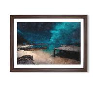 Big Box Art Midnight at The Bahamas Painting Framed Wall Art Picture Print Ready to Hang, Walnut A2 (62 x 45 cm)