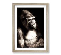 Big Box Art Mighty Silverback Gorilla in Abstract Framed Wall Art Picture Print Ready to Hang, Oak A2 (62 x 45 cm)