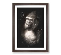 Big Box Art Mighty Silverback Gorilla Paint Splash Framed Wall Art Picture Print Ready to Hang, Walnut A2 (62 x 45 cm)
