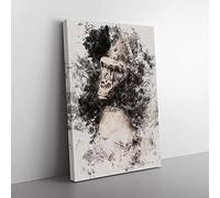 Big Box Art Mighty Silverback Gorilla Watercolour Canvas Wall Art Print Ready to Hang Picture, 76 x 50 cm (30 x 20 Inch), Black, White, Blue, Brown