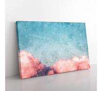 Big Box Art Migrating Birds Painting Canvas Wall Art Print Ready to Hang Picture, 76 x 50 cm (30 x 20 Inch), Turquoise, Blue, Pink, Beige, Purple