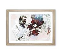 Big Box Art Miles Davis in Abstract Framed Wall Art Picture Print Ready to Hang, Oak A2 (62 x 45 cm)