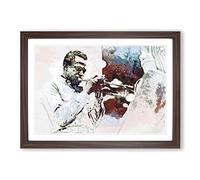 Big Box Art Miles Davis in Abstract Framed Wall Art Picture Print Ready to Hang, Walnut A2 (62 x 45 cm)