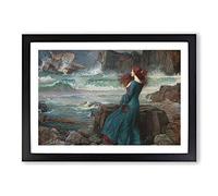 Big Box Art Miranda The Tempest by John William Waterhouse Framed Wall Art Picture Print Ready to Hang, Black A2 (62 x 45 cm)