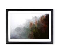 Big Box Art Mist Around The Forest in Abstract Framed Wall Art Picture Print Ready to Hang, Black A2 (62 x 45 cm)