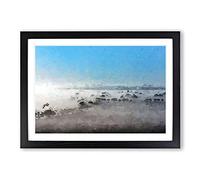 Big Box Art Mist Over The Cotswolds in Abstract Framed Wall Art Picture Print Ready to Hang, Black A2 (62 x 45 cm)
