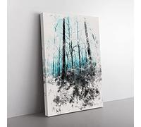 Big Box Art Misty Forest Abstract Watercolour Canvas Wall Art Print Ready to Hang Picture, 76 x 50 cm (30 x 20 Inch), White, Grey, Black