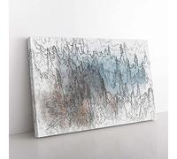 Big Box Art Misty Forest in Banff Canada in Abstract Canvas Wall Art Print Ready to Hang Picture, 76 x 50 cm (30 x 20 Inch), White, Grey