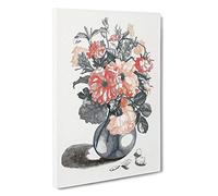 Big Box Art Mixed Flowers in a Glass Vase by Johan Teyler Canvas Wall Art Framed Picture Print, 30 x 20 Inch (76 x 50 cm), White, Grey, Black, Orange