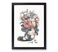 Big Box Art Mixed Flowers in a Glass Vase by Johan Teyler Framed Wall Art Picture Print Ready to Hang, Black A2 (62 x 45 cm)