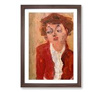 Big Box Art Mloda Angielka by Chaim Soutine Framed Wall Art Picture Print Ready to Hang, Walnut A2 (62 x 45 cm)