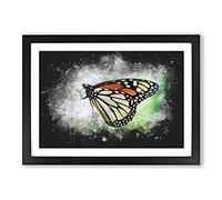 Big Box Art Monarch Butterfly Paint Splash Framed Wall Art Picture Print Ready to Hang, Black A2 (62 x 45 cm)