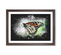 Big Box Art Monarch Butterfly Paint Splash Framed Wall Art Picture Print Ready to Hang, Walnut A2 (62 x 45 cm)