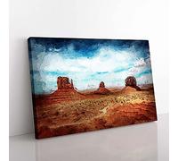 Big Box Art Monument Valley in Navajo Tribal Park Canvas Wall Art Print Ready to Hang Picture, 76 x 50 cm (30 x 20 Inch), White, Blue