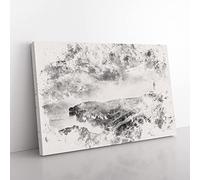 Big Box Art Moody Lighthouse & Seascape Watercolour Canvas Wall Art Print Ready to Hang Picture, 76 x 50 cm (30 x 20 Inch), Black, Grey