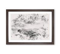 Big Box Art Moody Lighthouse & Seascape Watercolour Framed Wall Art Picture Print Ready to Hang, Walnut A2 (62 x 45 cm)