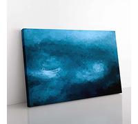 Big Box Art Moody Skies in Abstract Canvas Wall Art Print Ready to Hang Picture, 76 x 50 cm (30 x 20 Inch), Teal, Turquoise, Teal, Blue, Black
