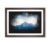 Big Box Art Moody Winter Mountain in Austria Paint Splash Framed Wall Art Picture Print Ready to Hang, Walnut A2 (62 x 45 cm)