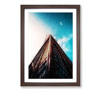 Big Box Art Moon Above The Architecture in Abstract Framed Wall Art Picture Print Ready to Hang, Walnut A2 (62 x 45 cm)