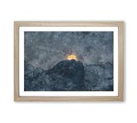 Big Box Art Moon Behind The Mountains in Canada Painting Framed Wall Art Picture Print Ready to Hang, Oak A2 (62 x 45 cm)