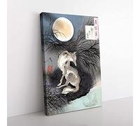 Big Box Art Moon on Musashi Plain by Tsukioka Yoshitoshi Painting Canvas Wall Art Print Ready to Hang Picture, 76 x 50 cm (30 x 20 Inch), Grey, White, Black