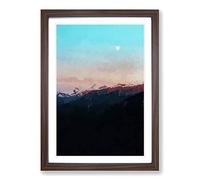 Big Box Art Moon Over Ahrntal in Italy in Abstract Framed Wall Art Picture Print Ready to Hang, Walnut A2 (62 x 45 cm)