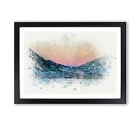 Big Box Art Moon Over Iceland in Abstract Framed Wall Art Picture Print Ready to Hang, Black A2 (62 x 45 cm)
