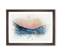 Big Box Art Moon Over Iceland in Abstract Framed Wall Art Picture Print Ready to Hang, Walnut A2 (62 x 45 cm)