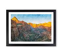 Big Box Art Moon Over The Canyon Painting Framed Wall Art Picture Print Ready to Hang, Black A2 (62 x 45 cm)