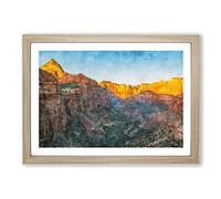 Big Box Art Moon Over The Canyon Painting Framed Wall Art Picture Print Ready to Hang, Oak A2 (62 x 45 cm)