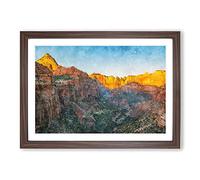 Big Box Art Moon Over The Canyon Painting Framed Wall Art Picture Print Ready to Hang, Walnut A2 (62 x 45 cm)