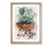 Big Box Art Moon Over The Mountains in Italy Watercolour Framed Wall Art Picture Print Ready to Hang, Oak A2 (62 x 45 cm)
