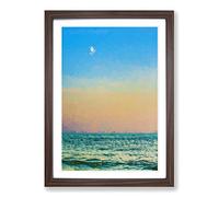 Big Box Art Moon Over The Ocean in Abstract Framed Wall Art Picture Print Ready to Hang, Walnut A2 (62 x 45 cm)