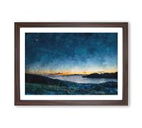Big Box Art Moon Rising Over Lofoten Painting Framed Wall Art Picture Print Ready to Hang, Walnut A2 (62 x 45 cm)