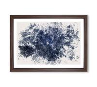 Big Box Art Moon Through The Clouds Watercolour Framed Wall Art Picture Print Ready to Hang, Walnut A2 (62 x 45 cm)