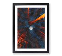 Big Box Art Moon Through The Trees Abstract Painting Framed Wall Art Picture Print Ready to Hang, Black A2 (62 x 45 cm)