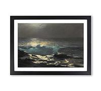 Big Box Art Moonlight at Wood Island by Winslow Homer Framed Wall Art Picture Print Ready to Hang, Black A2 (62 x 45 cm)