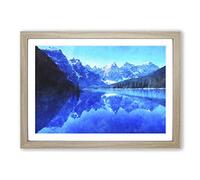 Big Box Art Moraine Lake in Banff Canada Painting Framed Wall Art Picture Print Ready to Hang, Oak A2 (62 x 45 cm)