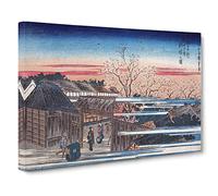 Big Box Art Morning Cherry Blossoms by Utagawa Hiroshige Canvas Wall Art Framed Picture Print, 30 x 20 Inch (76 x 50 cm), Black, Beige, Blue, Brown, Blue