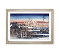 Big Box Art Morning Cherry Blossoms by Utagawa Hiroshige Framed Wall Art Picture Print Ready to Hang, Oak A2 (62 x 45 cm)