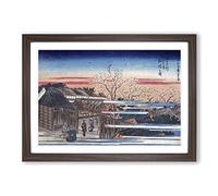 Big Box Art Morning Cherry Blossoms by Utagawa Hiroshige Framed Wall Art Picture Print Ready to Hang, Walnut A2 (62 x 45 cm)