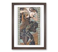 Big Box Art Morning Dawn by Alphonse Mucha Framed Wall Art Picture Print Ready to Hang, Walnut A2 (62 x 45 cm)