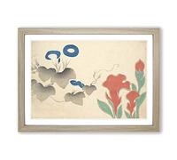 Big Box Art Morning Glory Flowers by Ogata Korin Framed Wall Art Picture Print Ready to Hang, Oak A2 (62 x 45 cm)