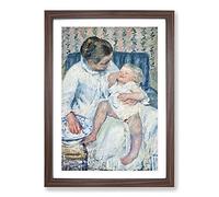 Big Box Art Mother and Child Vol.2 by Mary Cassatt Framed Wall Art Picture Print Ready to Hang, Walnut A2 (62 x 45 cm)