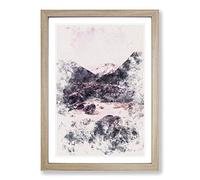 Big Box Art Mount Cook in New Zealand Watercolour Framed Wall Art Picture Print Ready to Hang, Oak A2 (62 x 45 cm)