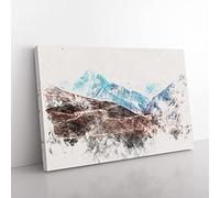 Big Box Art Mount Everest in The Himalayas Watercolour Canvas Wall Art Print Ready to Hang Picture, 76 x 50 cm (30 x 20 Inch), White, Grey, Black