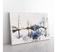 Big Box Art Mount Fuji in Fujinomiya Japan Watercolour Canvas Wall Art Print Ready to Hang Picture, 76 x 50 cm (30 x 20 Inch), White, Grey, Black