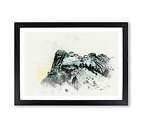 Big Box Art Mount Rushmore Memorial in Abstract Framed Wall Art Picture Print Ready to Hang, Black A2 (62 x 45 cm)