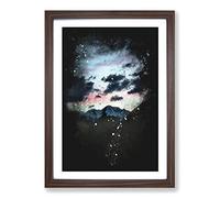Big Box Art Mountain Below The Clouds Paint Splash Framed Wall Art Picture Print Ready to Hang, Walnut A2 (62 x 45 cm)