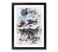 Big Box Art Mountain Below The Clouds Watercolour Framed Wall Art Picture Print Ready to Hang, Black A2 (62 x 45 cm)